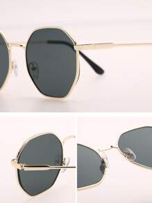 1 Pair Women's Geometric Frame Copper-Colored Vintage Fashion Gold Glasses, Suitable For Outdoor Travel, Daily School, Beach And Other Occasions, An Ideal Gift For Women's Glasses, Basic Autumn/Winter Outfits, Business Casual Wear, Summer Beach Vacation, Outdoor Activities And Travel. - Xám - Xem 7