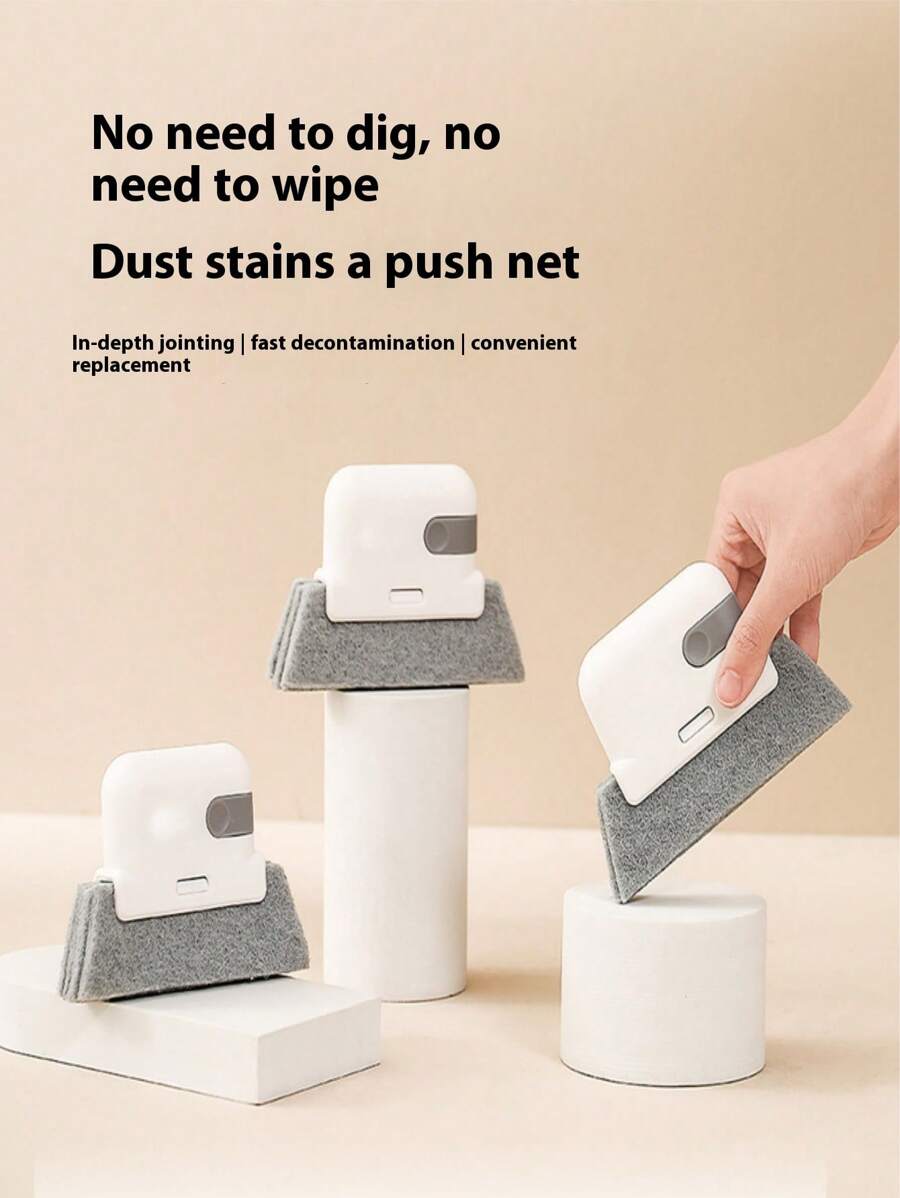 1個窗溝清潔刷，窗溝清潔工具，清潔溝槽的小刷子，清潔窗台縫隙刷 - 灰色 - 查看 1