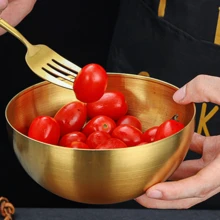 1 Bát Inox Dùng Cho Salad, Mì Lạnh, Cơm Và Súp - Vàng - Xem 4