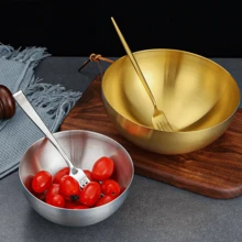 1 Bát Inox Dùng Cho Salad, Mì Lạnh, Cơm Và Súp - Vàng - Xem 6