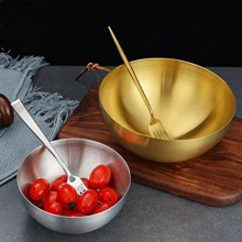 1 Bát Inox Dùng Cho Salad, Mì Lạnh, Cơm Và Súp - Vàng - Xem 1