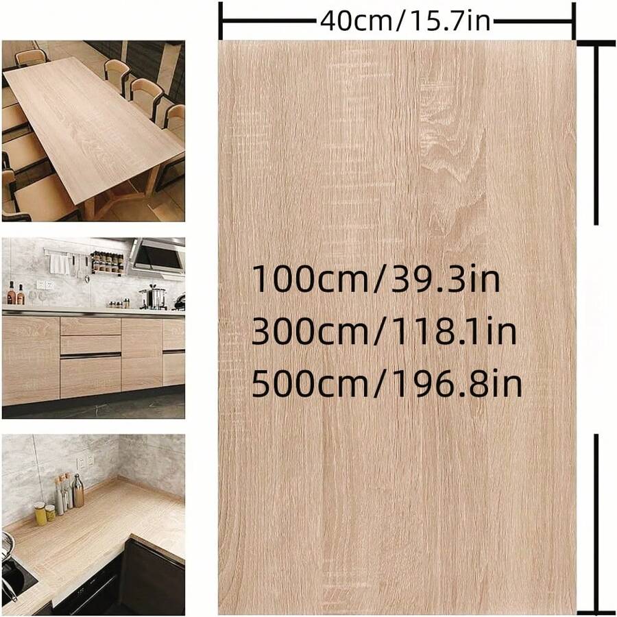 1 Roll Light Brown Wood Wallpaper Peel And Stick Wood Grain Contact