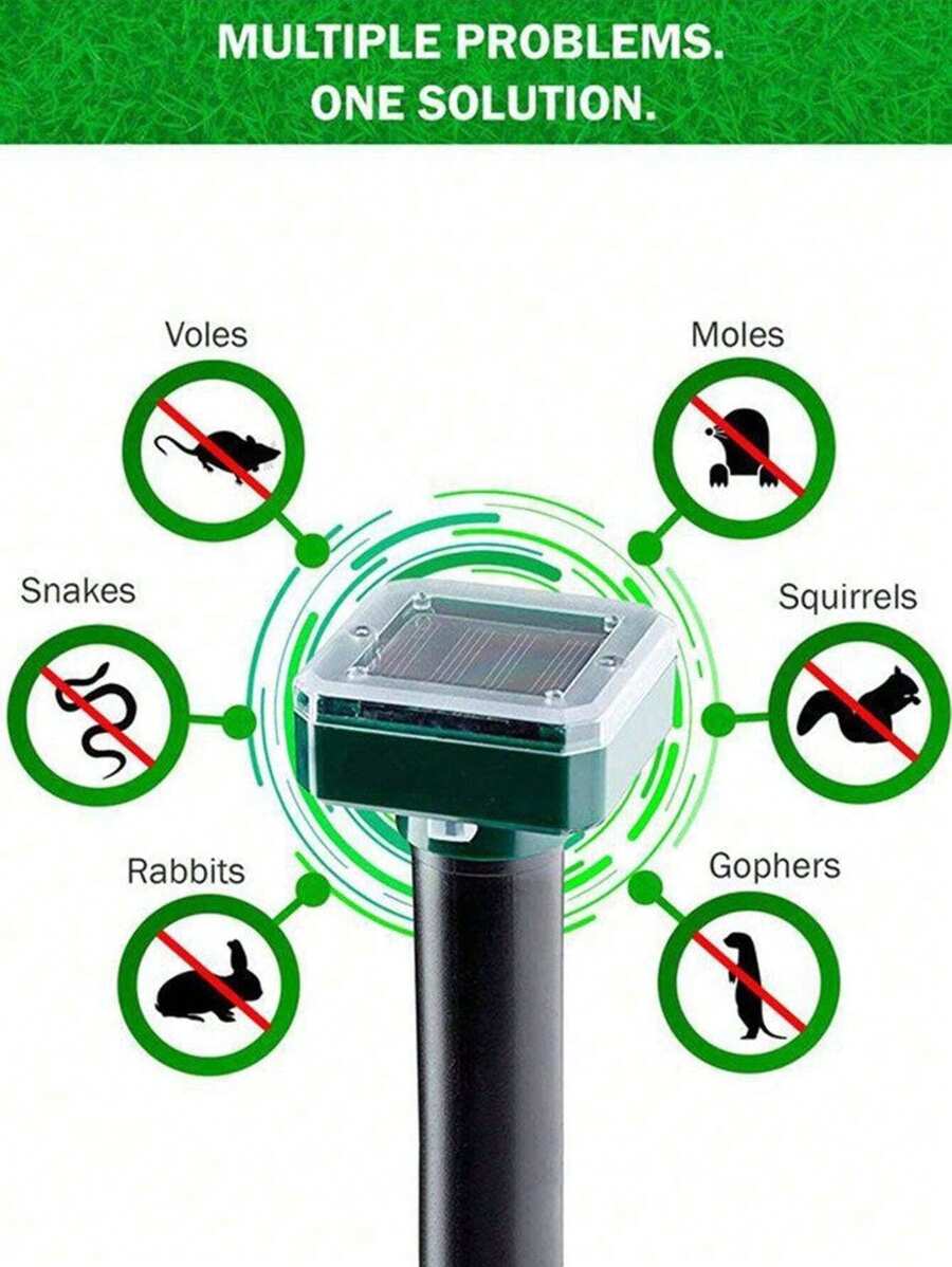 1pc Ultrasonic Solar Powered Pest Repeller With Motion Sensor