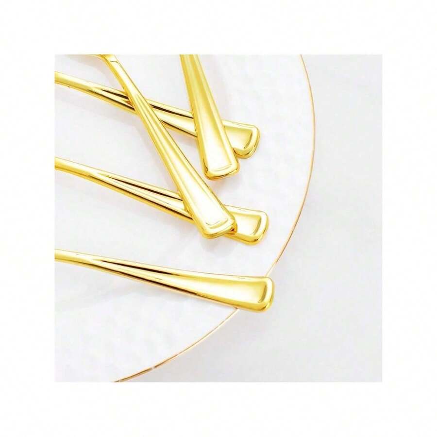4PCS Gold Plastic Forks And Spoons Disposable Cutlery Flatware,Gold Utensils Dinnerware For Birthday, Dinners, Parties,Weddings - Multicolor - View 1