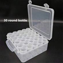 1pc 60pcs Clear Ps Plastic Round Jars With Transparent Screw-On Lids Diamond Storage Box For Sorting Beads, Rhinestones And Other Small Items