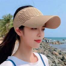 1pc Summer Women's Casual Elastic Knitted Cap, BreathableEmpty Top Sunshade Hat Outdoor Sports Hat Sun Hat Golf Beach Hat Beach Essential