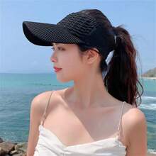 1pc Summer Women's Casual Elastic Knitted Cap, BreathableEmpty Top Sunshade Hat Outdoor Sports Hat Sun Hat Golf Beach Hat Beach Essential