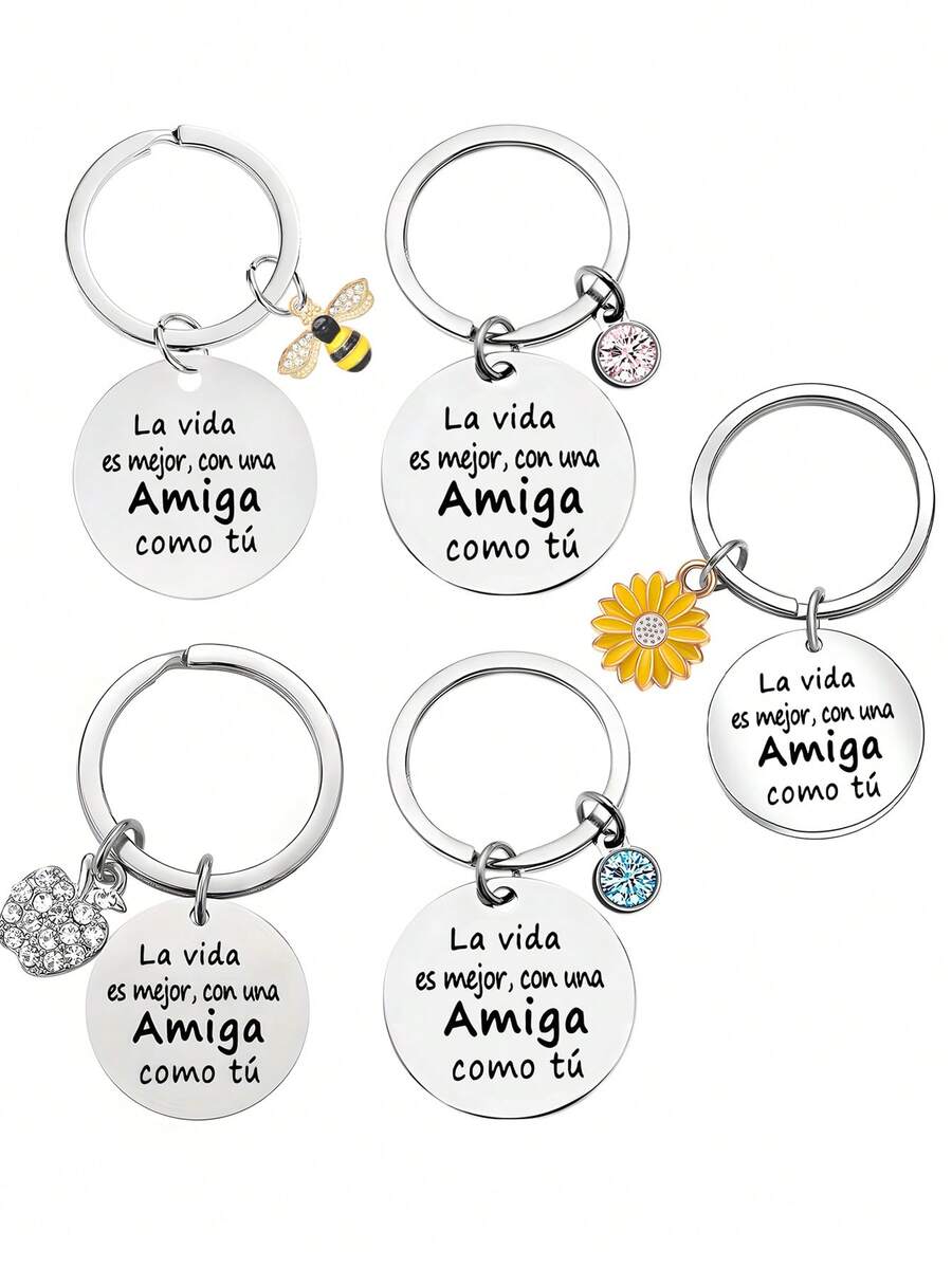 1pc Best Friend Spanish Love Gift Keychain For Men, Friendship Key Chain, Birthday Present, Wholesale - Multicolor - View 1