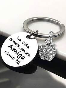 1pc Best Friend Spanish Love Gift Keychain For Men, Friendship Key Chain, Birthday Present, Wholesale - Multicolor - View 2