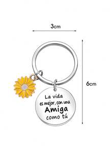 1pc Best Friend Spanish Love Gift Keychain For Men, Friendship Key Chain, Birthday Present, Wholesale - Multicolor - View 6