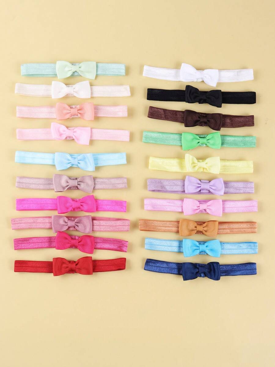 20 件装婴儿头带，纯色柔软弹力发带，适合婴儿、幼儿和儿童，情人节爱用