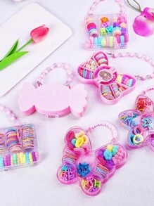 1pc Girls Cute Flower, Butterfly, Candy, Bow-Knot, Square Transparent Handle Clip, Hair Towel Ring, Mini Claw Hair Clip Headpiece Accessories, Suitable For Daily, Vacation, Party, Gift For Kids (Color Random)