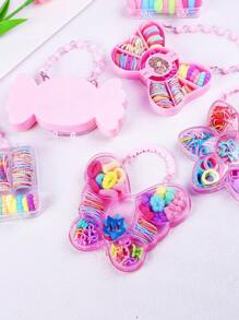 1pc Girls Cute Flower, Butterfly, Candy, Bow-Knot, Square Transparent Handle Clip, Hair Towel Ring, Mini Claw Hair Clip Headpiece Accessories, Suitable For Daily, Vacation, Party, Gift For Kids (Color Random)