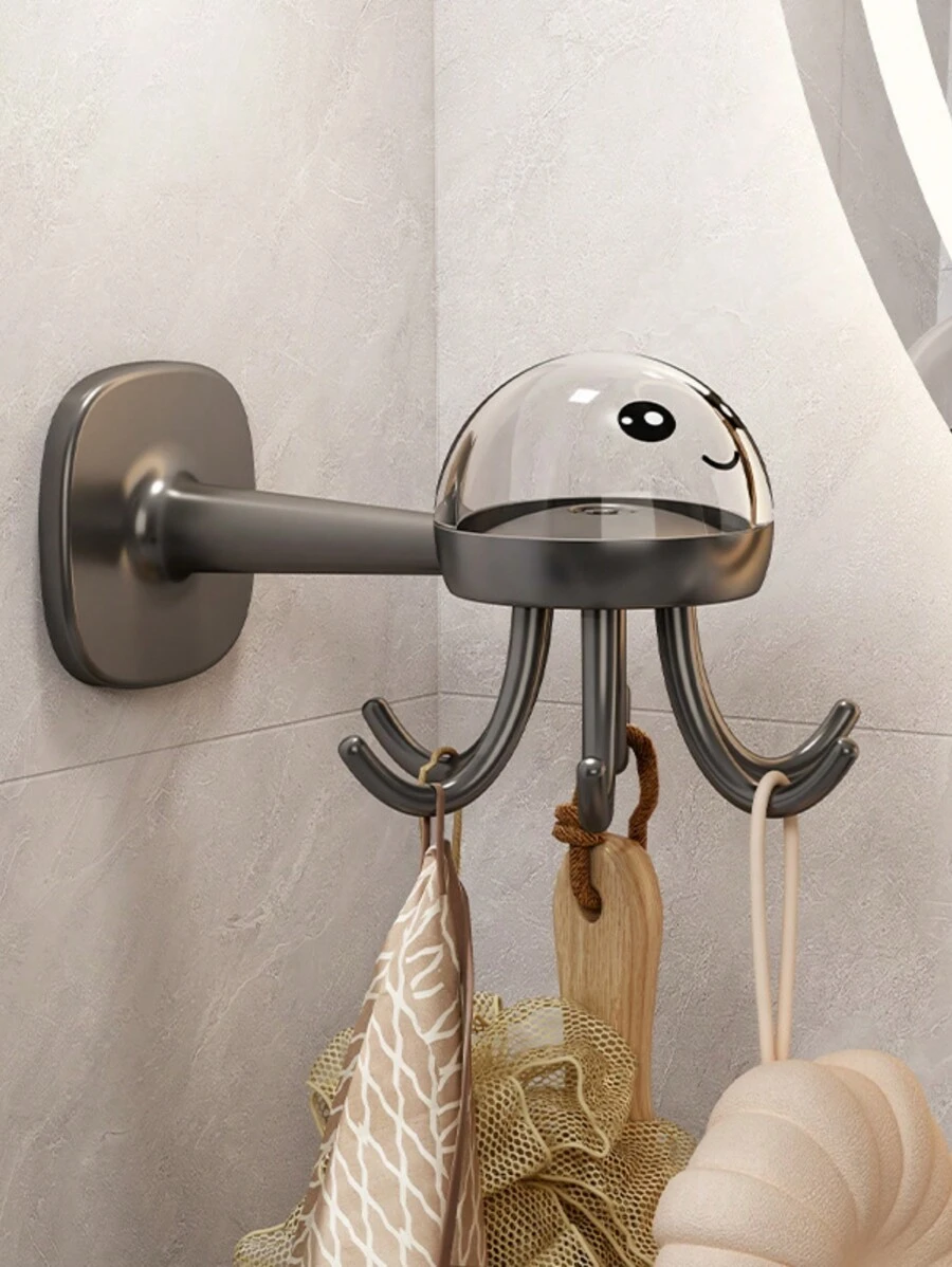 1pc Creative Octopus Shaped Rotating Hook With 6 Arms, Kitchen Utensil Storage Rack, Portable Organizer For Home Use. Home Bathroom Decor Bathroom Organizer Fall Decor Back To School - Multicolor - View 1