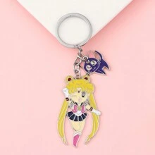 1pc Cartoon Anime Beautiful Girl Warrior Keychain, Bag Pendant