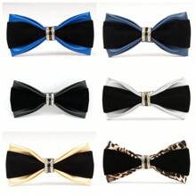 Corbatín de hombre de moda de piel de PU con tachuelas de cristal brillante, adecuado para bodas, fiestas, escenario o cócteles, disponible en múltiples colores