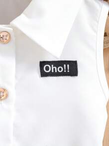 女婴优雅无袖上衣和裙子套装，适合夏季 - 黑與白 - 查看 4