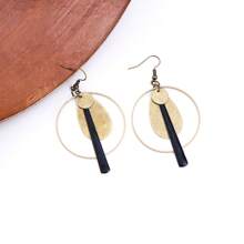 1 paire de boucles d'oreilles à pendentif rond et évidé de style bohémien, plaqué bronze vintage, cadeau de fête unique pour femmes