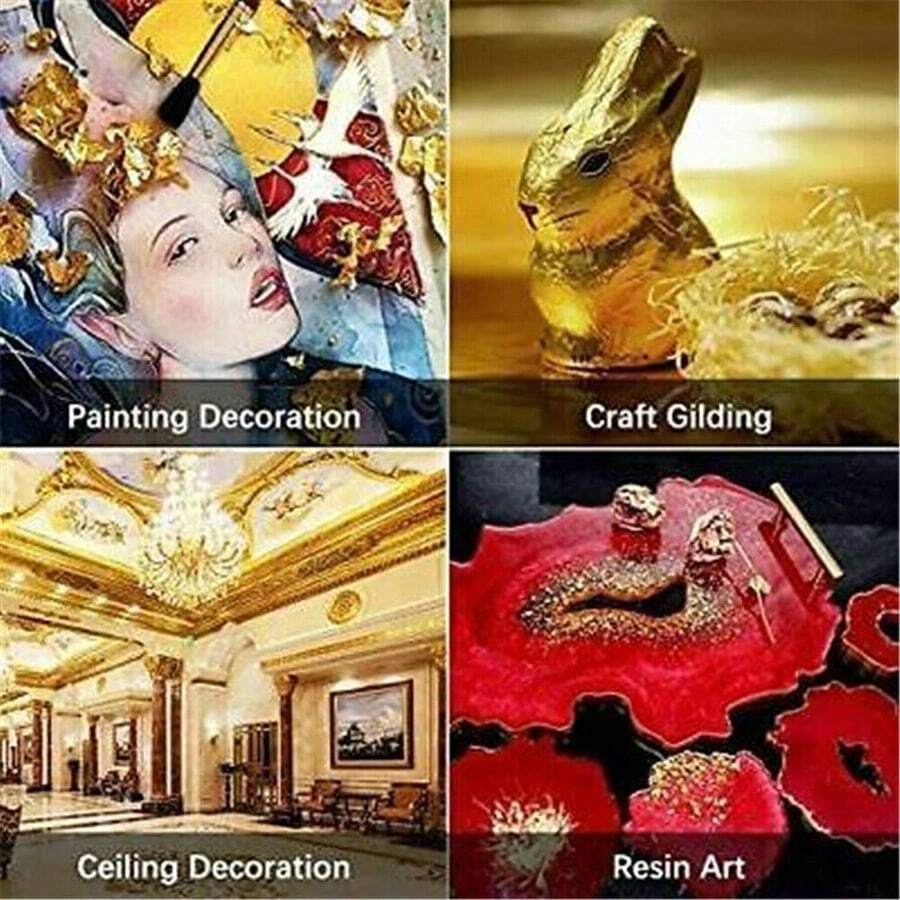 100 Sheets Imitation Gold Leaf Foil Sheet Colors Foils For Wall Sticker