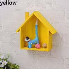 1pc Wooden House-Shaped Wall Shelf, Dining Room Storage Rack Decoration - Small House Storage Rack - View 9