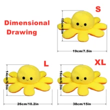 1 pieza de juguete reversible de peluche de pulpo con diseño de dos caras - Multicolor - Ver 2
