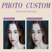[定制] 1入組5D DIY鑽石畫，照片規格可客製化，鑲嵌融石，刺繡，珠繡，手工禮品，十字繡，家居裝飾 - 彩色 - 查看 1