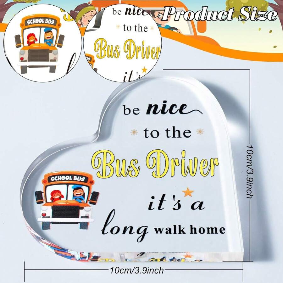 School Bus Driver Appreciation Gift Acrylic Heart Thank You Gift For ...