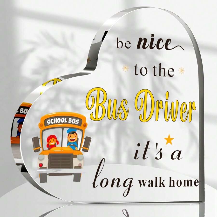 School Bus Driver Appreciation Gift Acrylic Heart Thank You Gift For ...