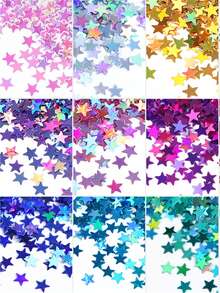 3g Bag Holographic Silver Pentagram Nail Glitter, 3mm Colorful Asymmetric Nail Art Sequins Decorations