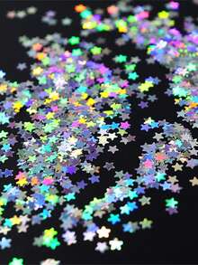 3g Bag Holographic Silver Pentagram Nail Glitter, 3mm Colorful Asymmetric Nail Art Sequins Decorations