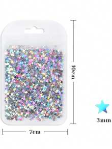 3g Bag Holographic Silver Pentagram Nail Glitter, 3mm Colorful Asymmetric Nail Art Sequins Decorations