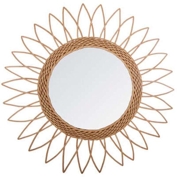 Atmosphera Miroir en rotin en forme de soleil avec design tranchant à l'extérieur D.50cm D. 50 x D. 2 cm
