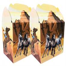 100 Cowboys Horses Candy Boxes Birthday Theme Party Decoration Souvenir Ornament Bonus Bolo Box Cardboard Candy Box