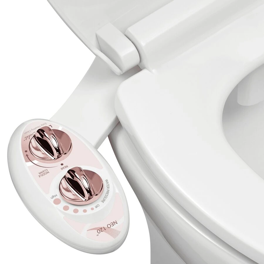 LUXE Bidet NEO 120 - Self-Cleaning Nozzle, Fresh Water Non-Electric Bidet Attachment For Toilet Seat, Adjustable Water Pressure, Rear Wash (Blue, White, Rose Gold) - Hoa hồng vàng - Xem 1