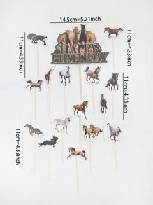 16pcs Animal Cake Toppers For Parties, Birthdays And Celebrations - Multicolor - View 2