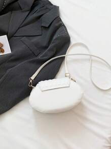 HELLO WEEKEND 1pc Faux-Leather Portable Handbag With Pearl Chain Straps And Flap Closure, Suitable For Women Daily Use