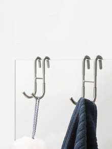 1入不鏽鋼勾子，浴室掛勾，門上的淋浴屏風，毛巾掛勾，門掛勾，浴室毛巾架，無框淋浴門，重型衣架，金屬帽勾 - 彩色 - 查看 2