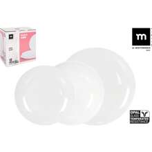 Tableware 12 Round Pieces Opal Whom Collection Includes 4 Dinner Plates (26 Cm), 4 Deep Plates (21 Cm) And 4 Dessert Plates (20 Cm) | Tableware With Mediterranean And Versatile Design, Ideal For Special Occasions - Multicolor - View 1