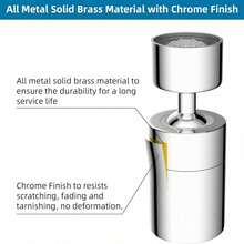 1pc Bathroom Kitchen Faucet Extender, Splash-Proof Universal Connector, Two Water Flow Modes, Bathroom Kitchen Universal Rotatable Extension Faucet - Silver - View 6