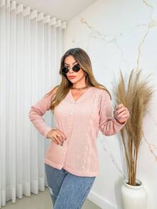 Women Cardigans - Màu Hồng baby - Xem 4