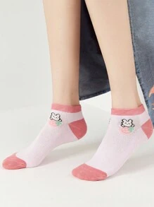 10pairs/Pack Random Cute Cartoon Animal & Strawberry Patterned Women Short Socks, Comfortable And Breathable