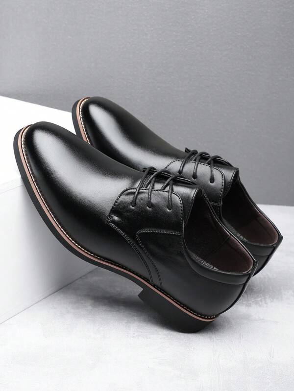 Men Dress Shoes Business Breathable Black Leather Shoes Wedding Groom Spring Korean British Style Elevator Shoes