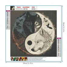 1 Bộ tranh kim cương tự làm 5D 11,8 inch * 11,8 inch với thiết kế sáng tạo Sói Tai Chi, Dòng động vật, Quà tặng nghệ thuật, Mũi khoan kim cương đầy đủ Tranh thêu chữ thập Tác phẩm nghệ thuật thủ công trang trí nhà - Nhiều màu - Xem 5