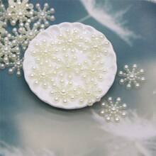 100入組珍珠雪花造型裝飾鈕扣，適用於服裝、手提包、帽子配飾DIY製作材料 - 白色 - 查看 10