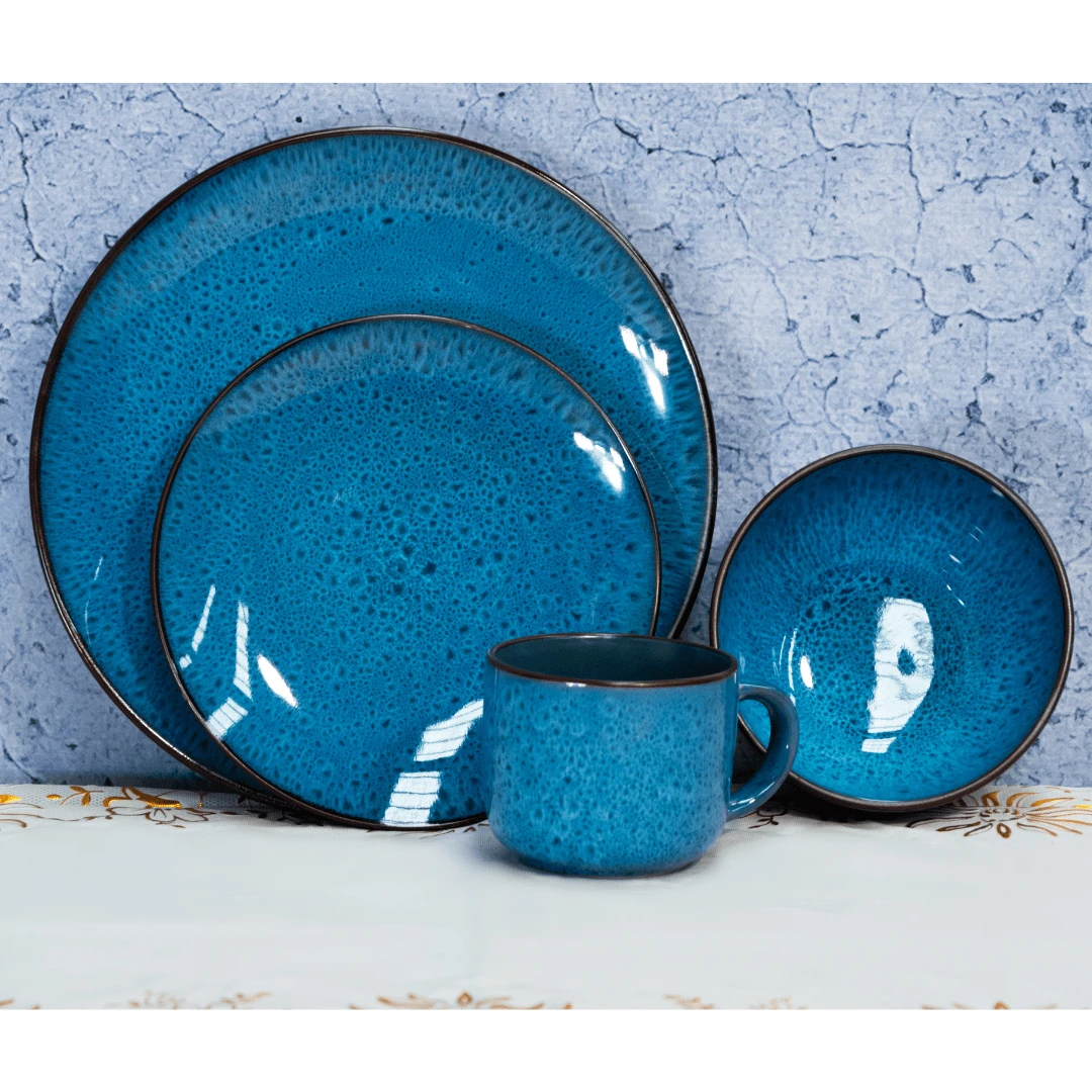 Juego de Vajilla Azul Cobalto Completa de Lujo para 4 Personas 16pz - Azul - Ver 1