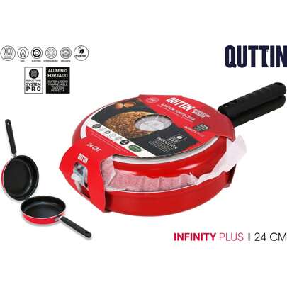 Inde Forma do omletów 24 cm z kutego aluminium Kolekcja Infinity Plus Ergonomiczna konstrukcja z wygodnym i bezpiecznym uchwytem | Patelnia z nieprzywierającą powierzchnią, równomiernym rozprowadzaniem ciepła i łatwa w czyszczeniu, odpowiednia do wszystkich typów kuchni