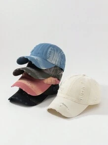 Street 1pc Women's Fashionable Distressed Tie-Dye Washed Out Baseball Cap, Perfect For Daily Wear In Spring And Summer - Multicolor - View 11