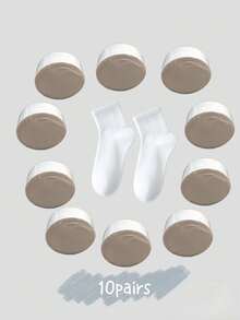 10 pares de Calcetines desechables blancos comprimidos hasta el medio de la pierna, calcetines de viaje sanitarios unisex - Blanco - Ver 2