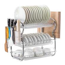 LIVINGANDHOME Living And Home Large Capacity 3 Layers Kitchen Dish Drainer Rack With Plate Drainer,Cutlery Holder,Drip Tray,Stainless Steel Dish Drying Rack Shelf For Kitchen Washing Countertop Storage,Kitchen Storage Shelf Organizer - Silver - View 7