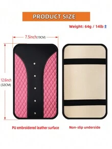 1 件装汽车扶手垫，带水钻和刺绣 PU 皮革，防水舒适中央控制垫，汽车配件 - 粉色 - 查看 5